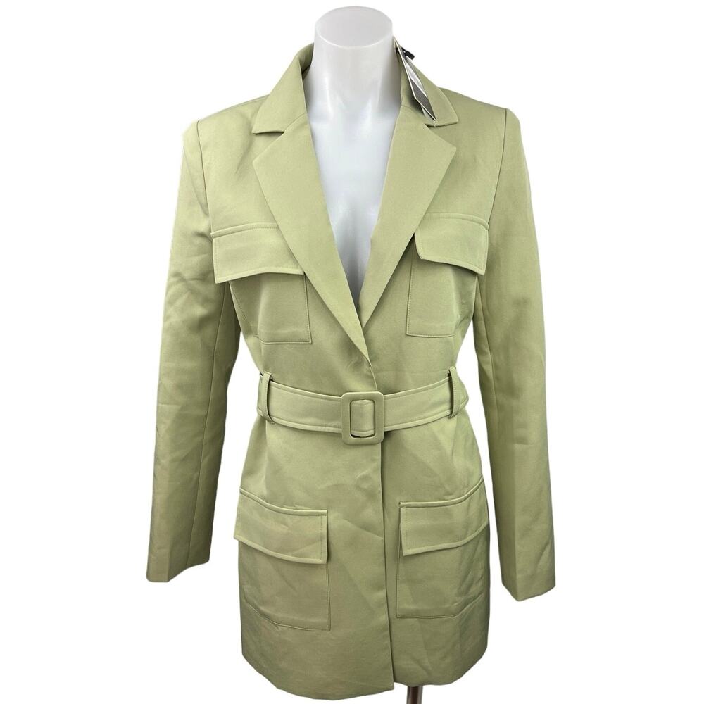 NEW Lioness Steinway Green Belted Tailored Collar Jacket Mini Blazer Dress Sz XS - Picture 6 of 15